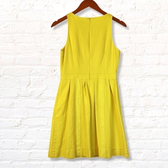 J. Crew Sleeveless Yellow Pleated Dress with Lace Trim - Picture 2 of 9